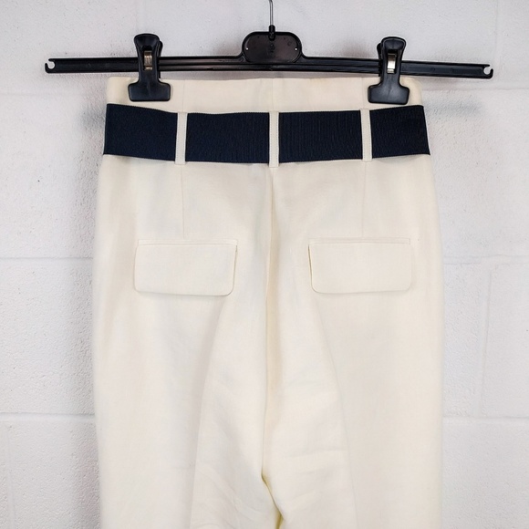 Vtg Charles Nolan Linen Paperbag Flare Pant 4 S - Picture 3 of 6